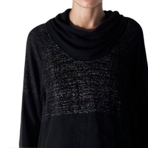 Evelin Brandt | Cowl Neck Black w. Metallic Thread Mixed Media Sweater 40/8
